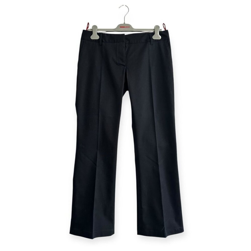 Prada Vintage Dark Blue Cotton Trousers Pants 2000s Era Size 46 IT Made in Italy